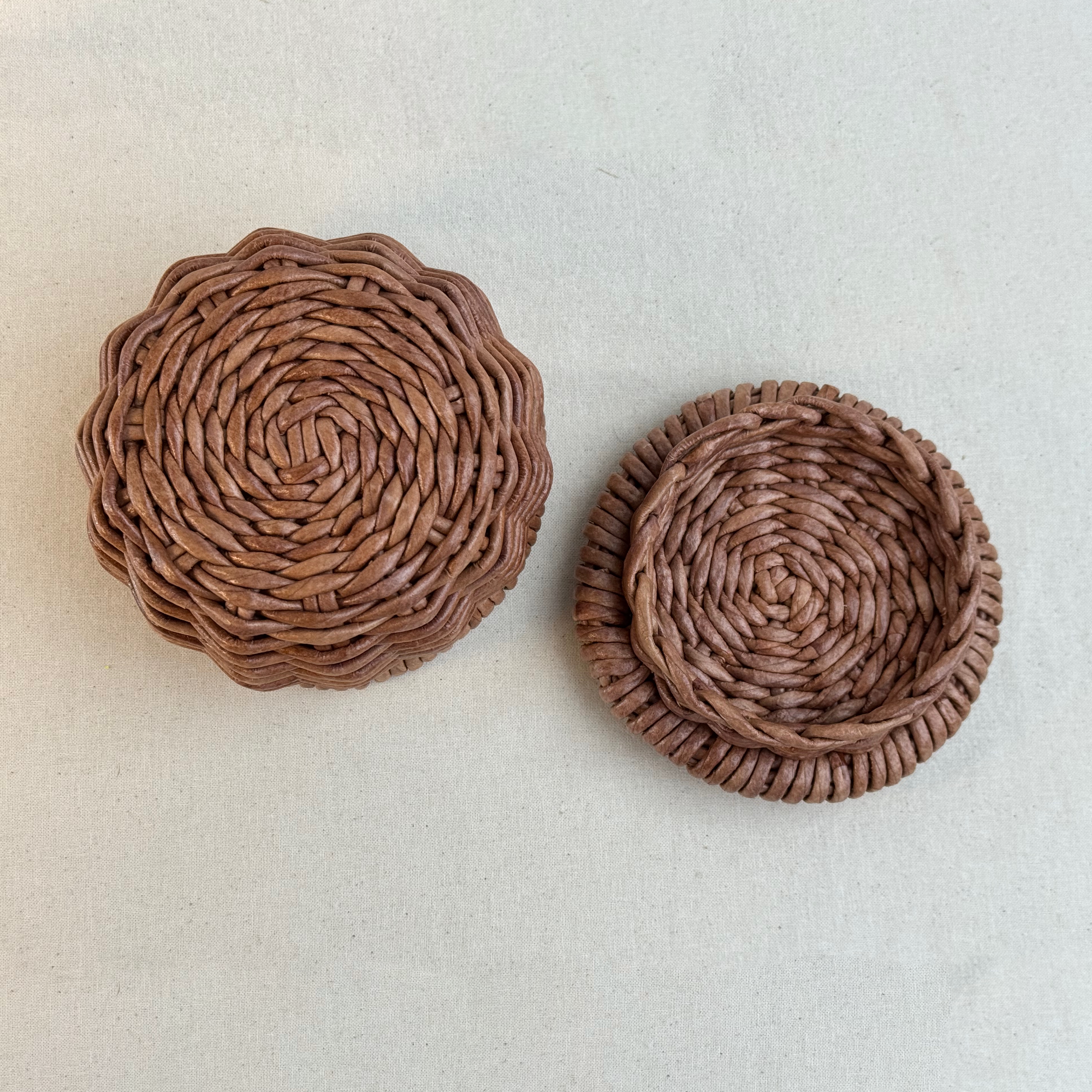 Handwoven Paper Vine Trinket Basket with Lid