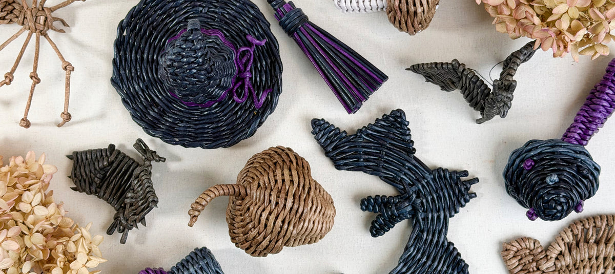 Halloween woven paper vine decor items by Weevyn