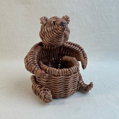 Handwoven Paper Vine Bear-Hug Holder