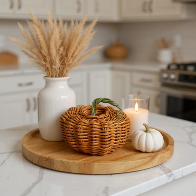 Woven Pumpkin with Lid