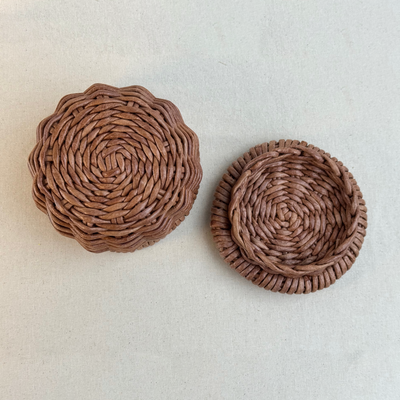 Handwoven Paper Vine Trinket Basket with Lid