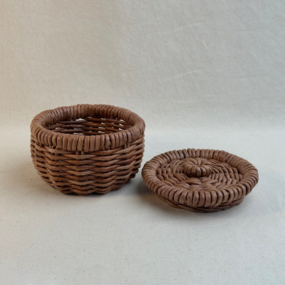 Handwoven Paper Vine Trinket Basket with Lid